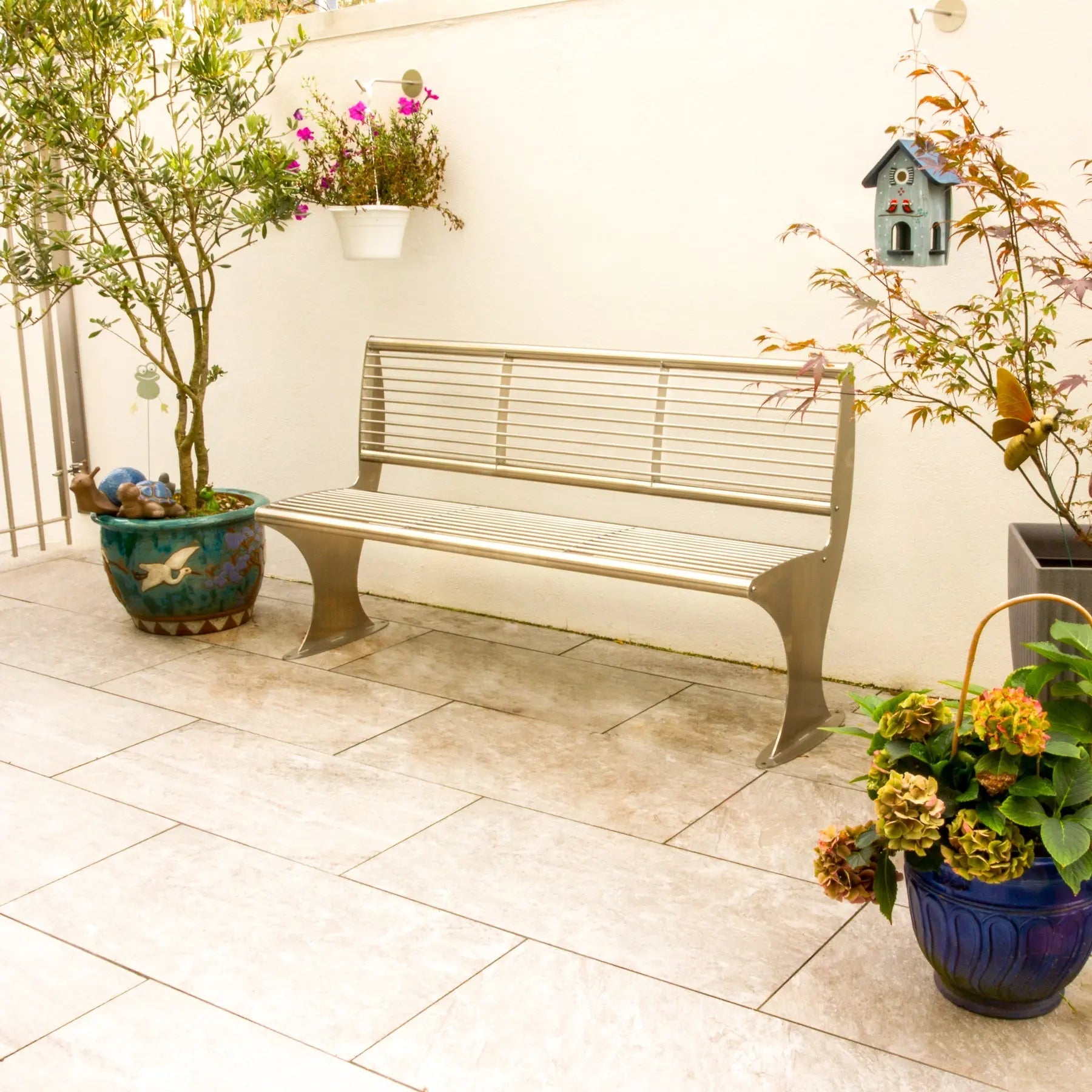 Edelstahl Parkbank / Gartenbank - Stahlerleben - Interior Design